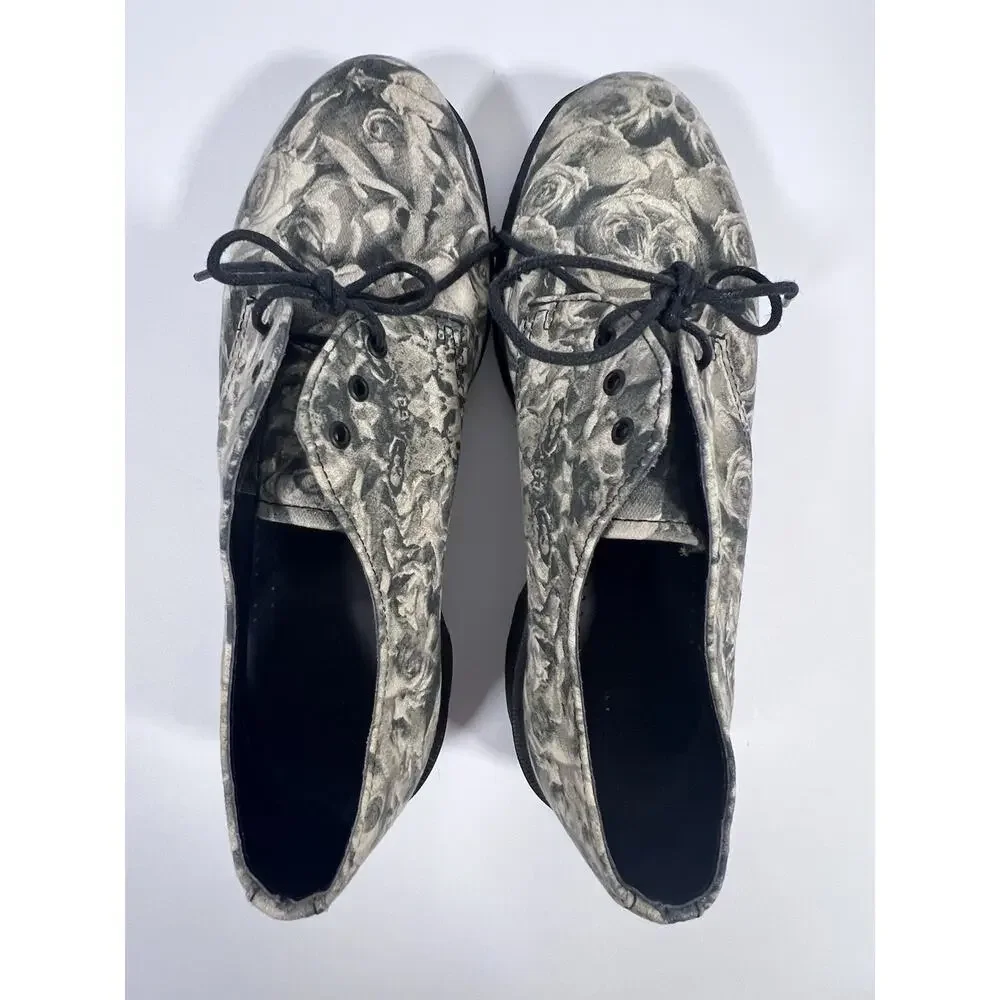Dr Martens Lester Wild Rose Skull Canvas Oxford Shoes Men 7 Women 8 EU 39